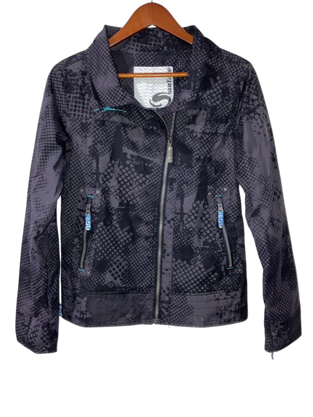 SURFACE Black Gray Bomber Ski Snowboard Jacket $720 RARE Zip Pockets Size M NWOT